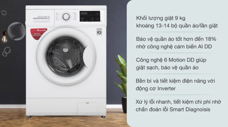 Máy Giặt LG 9kg FM1209N6W: Chi Tiết Về Giá, Tính Năng Và Đánh Giá