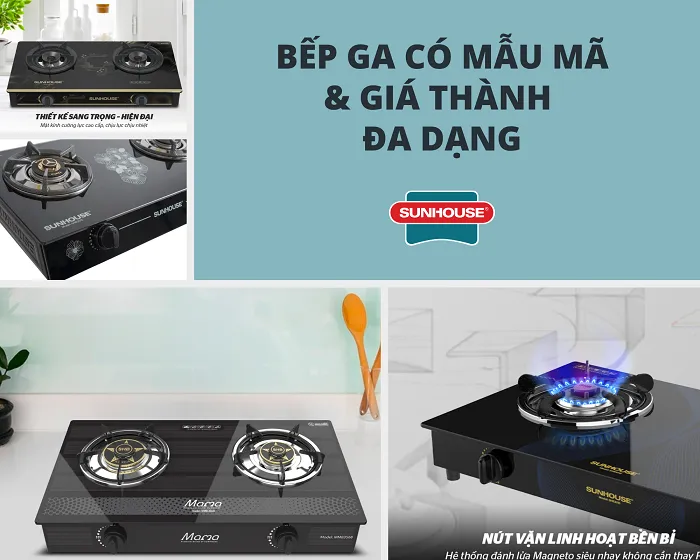 Bếp ga có mẫu mã và giá thành đa dạng nhắm đến phân khúc người dùng phổ thông