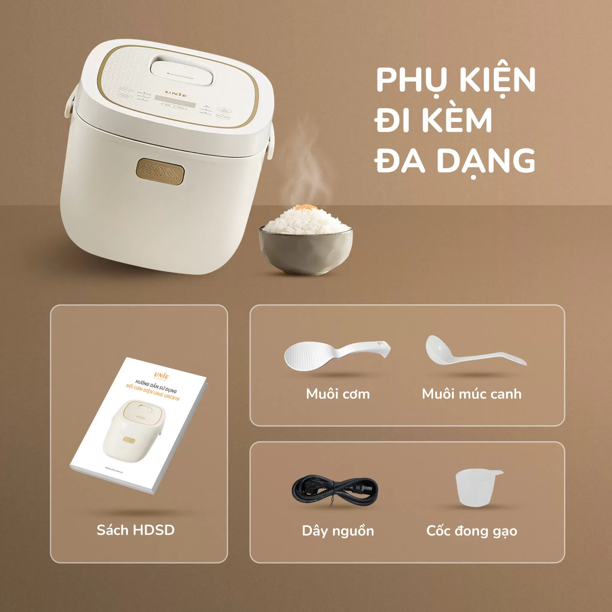 Phụ kiện đi kèm đầy đủ khi mua Unie URC818
