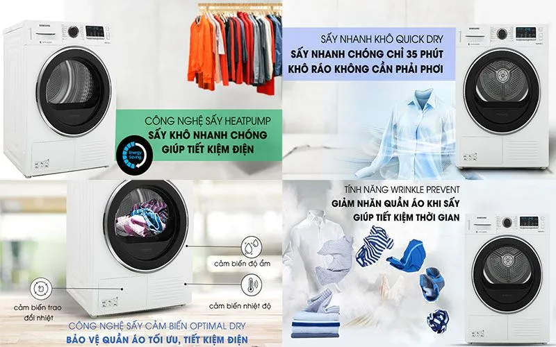 Đặc điểm nổi bật của máy sấy quần áo Samsung AI Heatpump với khả năng ghi nhớ thói quen