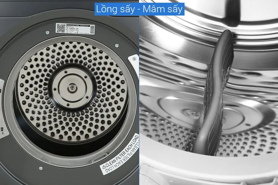 Electrolux sở hữu công nghệ sấy xoay đảo chiều đặc trưng giúp hạn chế nhăn tối đa
