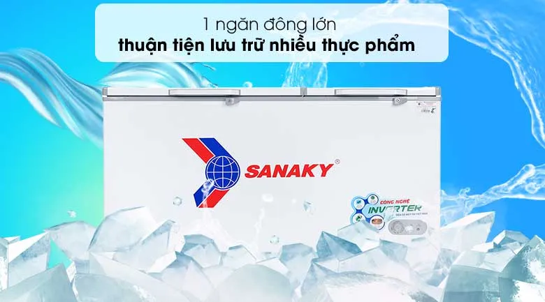 Thiết kế hiện đại với 2 nắp mở giúp hạn chế thất thoát hơi lạnh tối đa