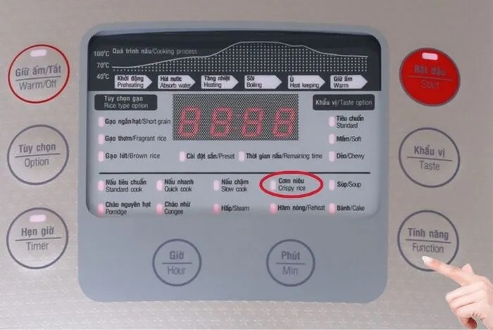 Sản phẩm nồi cơm điện tử SUNHOUSE SHD8915 có chế độ nấu cơm niêu tự động cho người dùng dễ dàng thưởng thức món cơm cháy chỉ với vài nút bấm