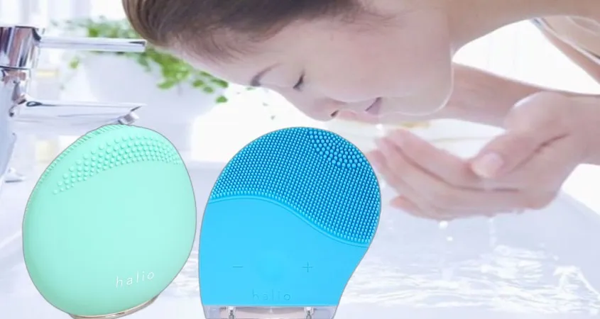 Máy rửa mặt và massage Halio Sky Blue chính hãng với 14 chế độ rung