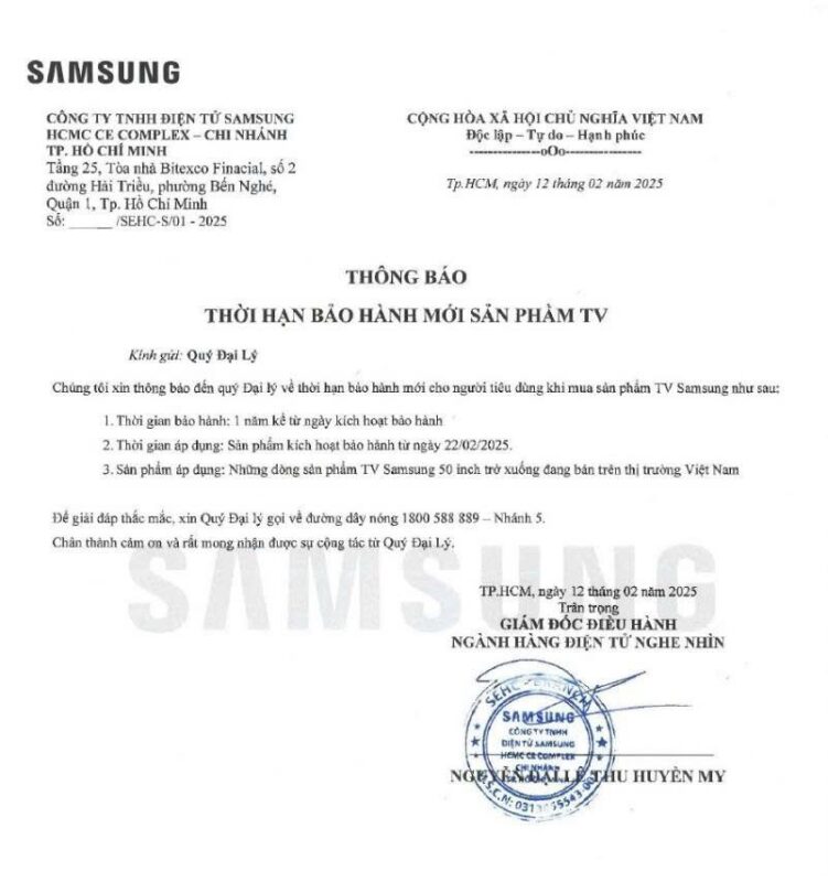 Thời Gian Bảo Hành Tivi Samsung: Cập Nhật Mới Nhất Cho Người Tiêu Dùng Tại Việt Nam
