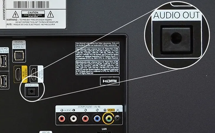 Cắm jack 3.5 mm vào cổng âm thanh 3.5 mm của tivi