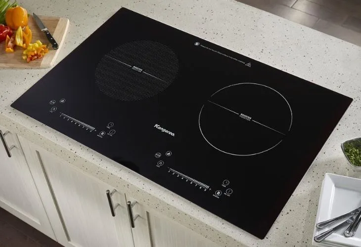 Vị trí đặt nồi chính tâm trên bếp từ đôi Kangaroo KG855i