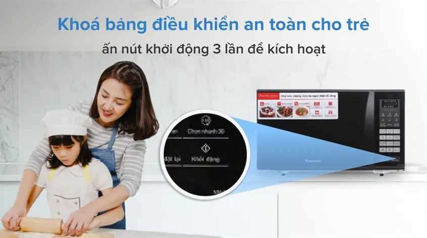 Chức năng khóa trẻ em trên Panasonic NN-GM34JM