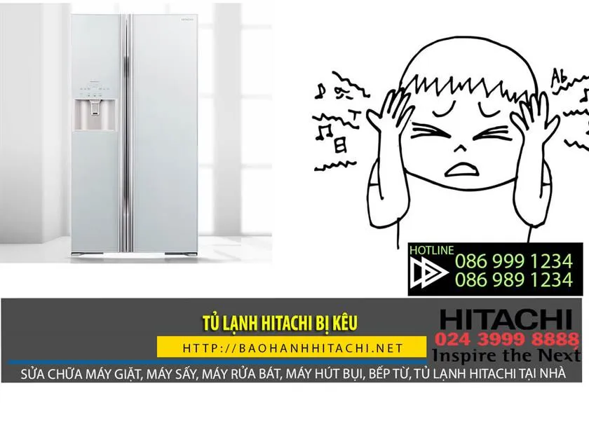 Tủ lạnh Hitachi inverter kêu to do đặt không cân bằng