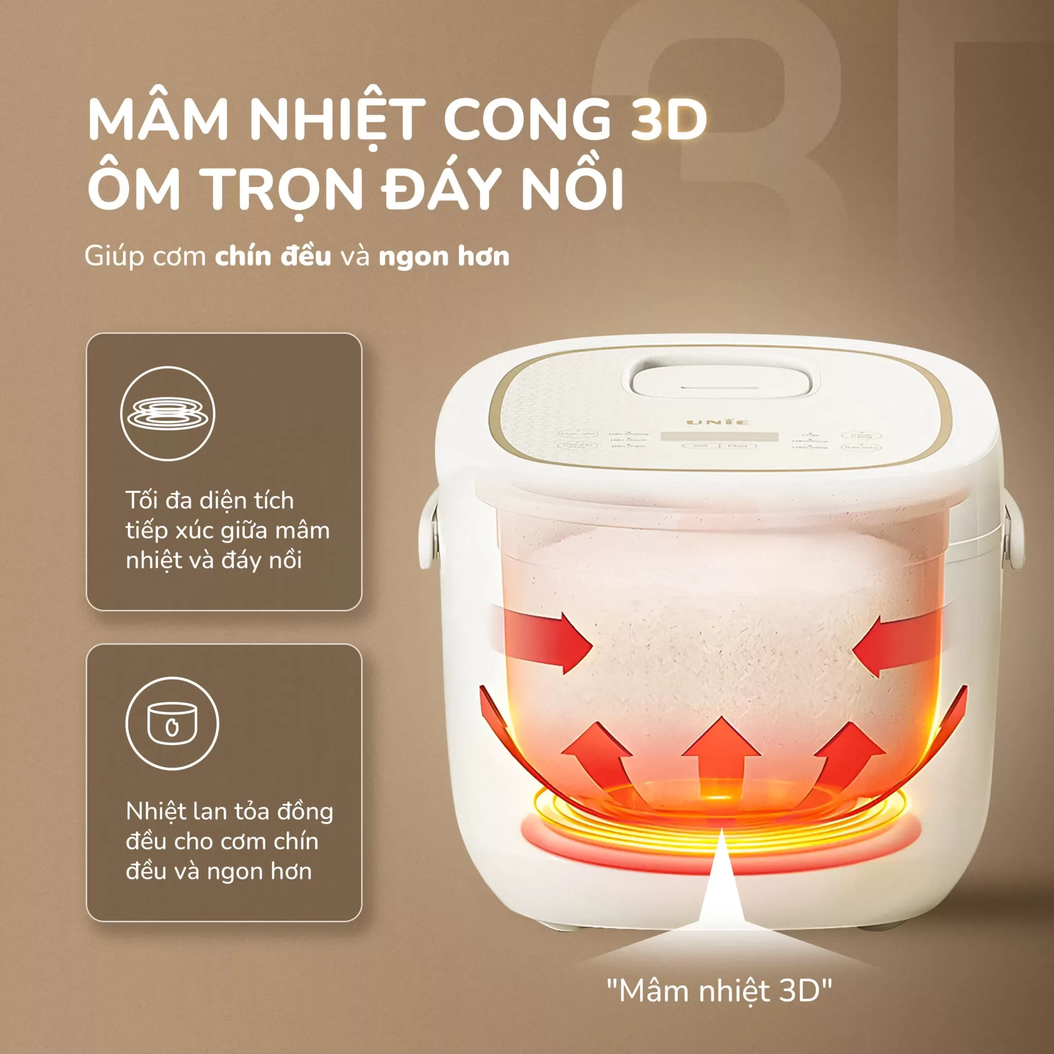 Mâm nhiệt cong 3D ôm trọn đáy nồi