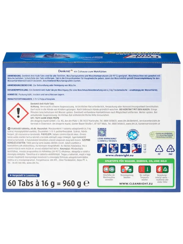 Viên Vệ Sinh Máy Giặt Denkmit Anti Kalk Tabs: Bí Quyết Giữ Máy Bền Lâu, Quần Áo Sạch Thơm