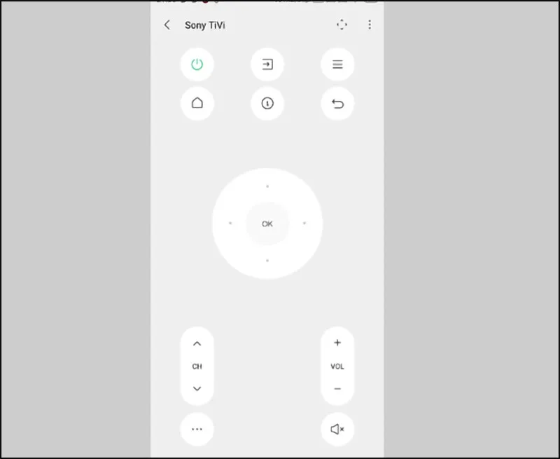 Màn hình sẽ hiện những chức năng như trên một cái remote