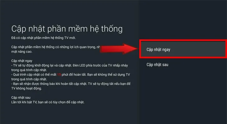 Tiến hành cập nhật phiên bản phần mềm mới nhất cho tivi sony