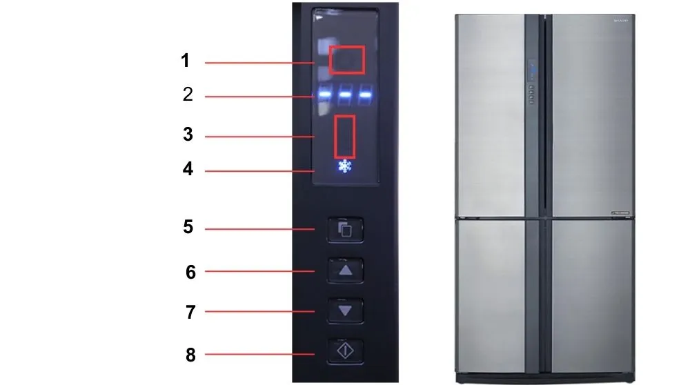 Bảng điều khiển tủ lạnh Sharp 4 cánh