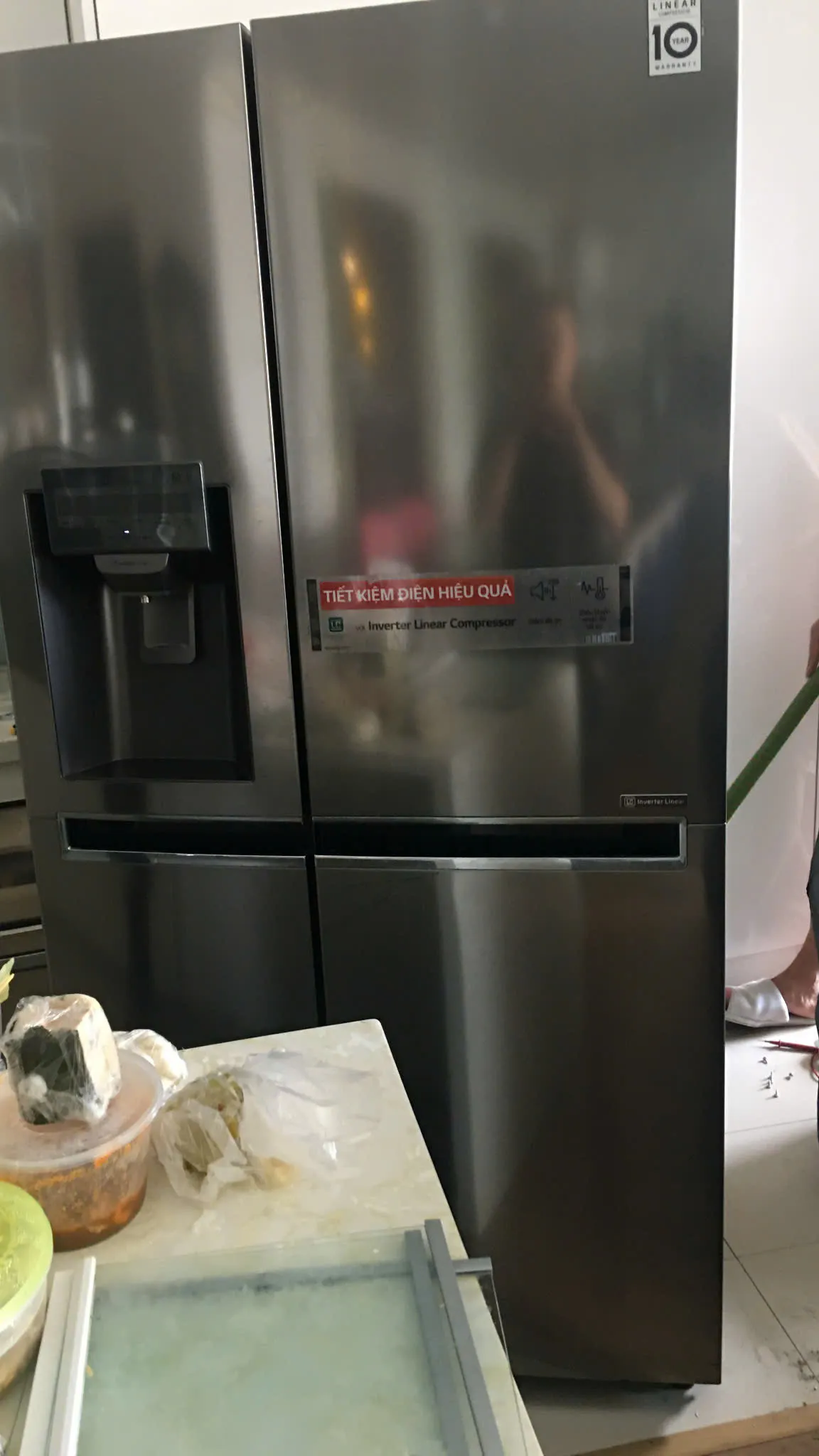 Bảng mã lỗi tủ lạnh LG inverter hiển thị trên màn hình điều khiển