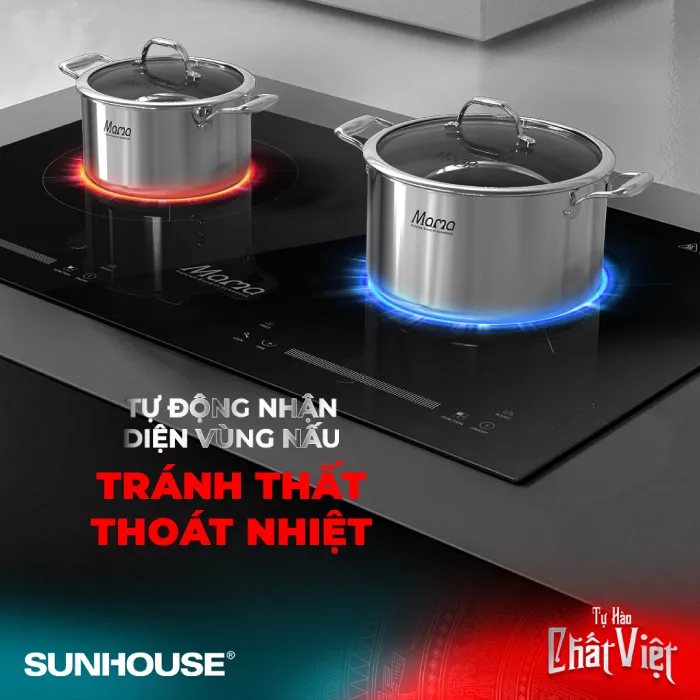 Hầu hết các bếp của SUNHOUSE đều có tính năng tự nhận diện đáy nồi