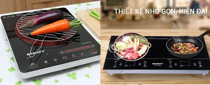 Mẫu bếp hồng ngoại Sanaky với thiết kế mặt kính sang trọng và chống trầy xước