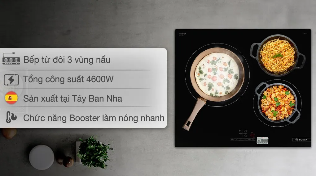 Bếp từ 3 vùng nấu Bosch PUJ611BB5E công suất 4600W