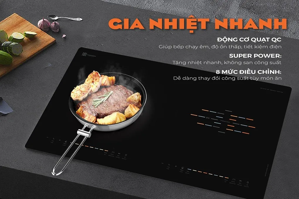 Bếp từ đôi âm Hawonkoo CEH-222-II 3800W có thiết kế sang trọng, hiện đại