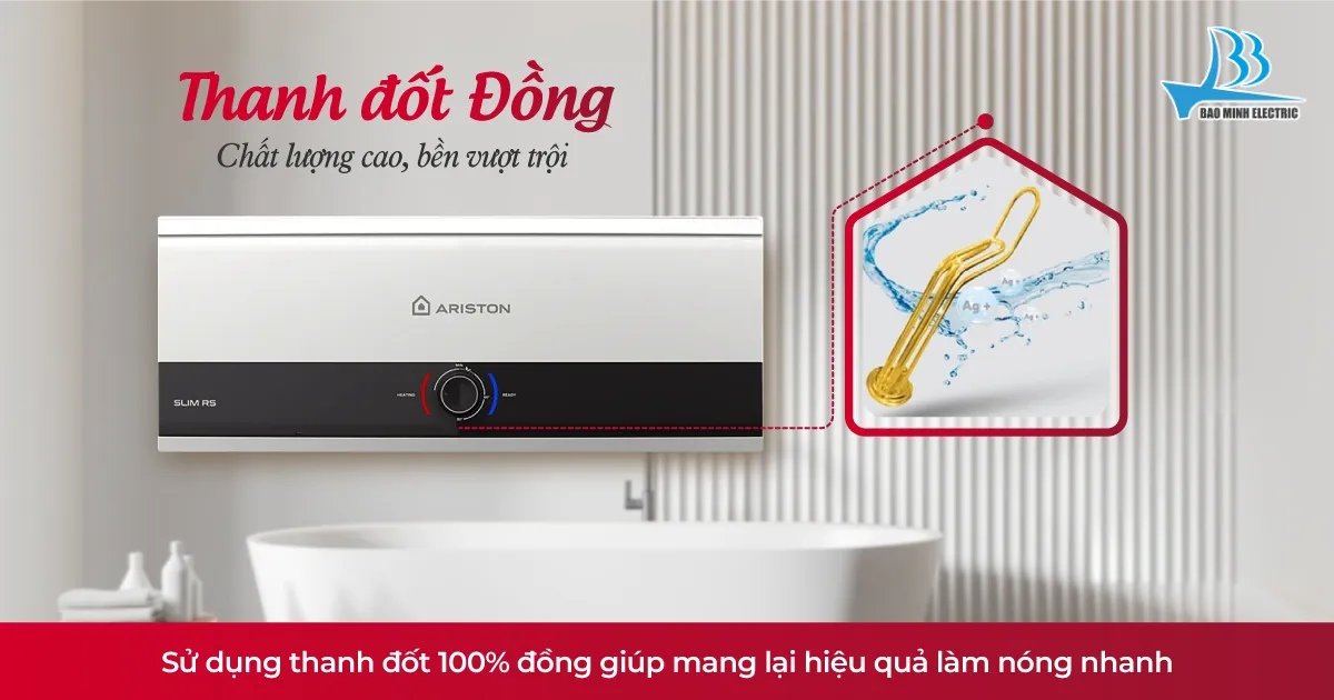 Bình Ariston SLIM3 RS thanh đốt đồng nguyên chất