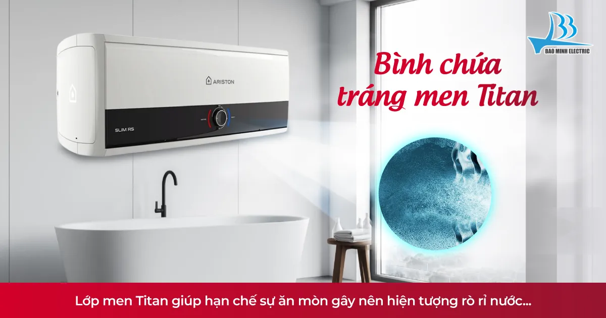 Bình nóng lạnh Ariston SLIM3 RS tráng men Titan bảo vệ lòng bình