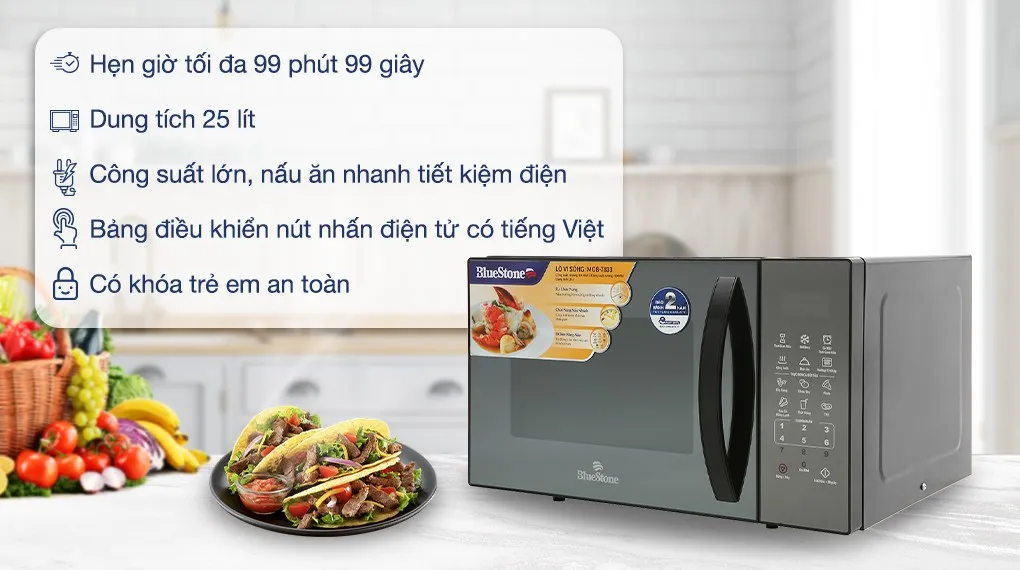 Lò vi sóng BlueStone MOB-7833 25 lít công suất nướng mạnh mẽ