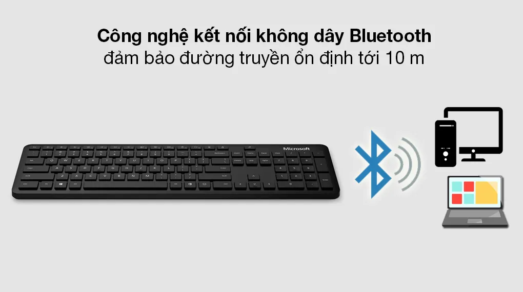 Bàn Phím Bluetooth Microsoft QSZ-00017 kết nối Bluetooth 2.4GHz, ghép nối nhanh với Swift Pair tiện lợi