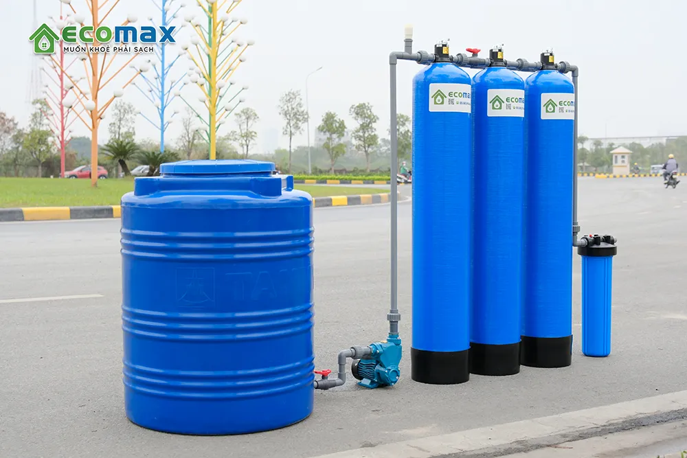 Bộ lọc nước giếng khoan ECO-G03 4 cấp lọc xử lý nước nhiễm sắt màu vàng mùi tanh