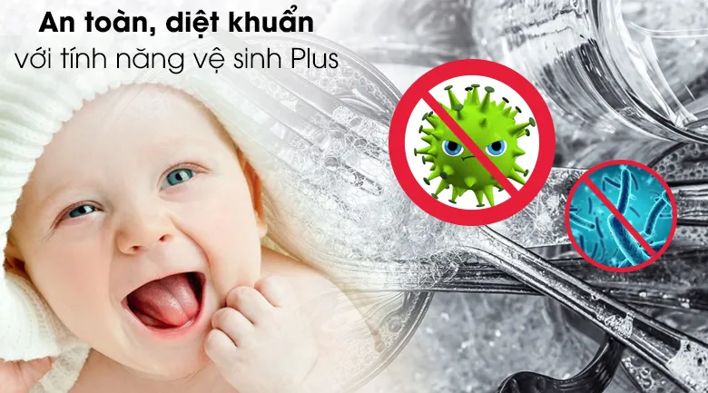 Công nghệ sấy vệ sinh Plus giúp máy rửa chén bosch sms46mi05e diệt đến 99.9% vi khuẩn