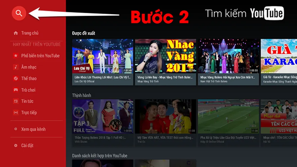 Tìm kiếm bài hát karaoke trên YouTube