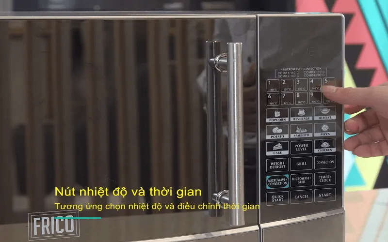Các nút bấm của lò vi sóng Frico rõ ràng và được sắp xếp khoa học