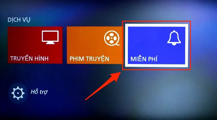 Nhấn vào Miễn phí trên màn hình chính của Mytv