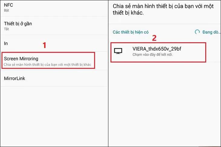 Vào Cài đặt > Chọn Screen Mirroring