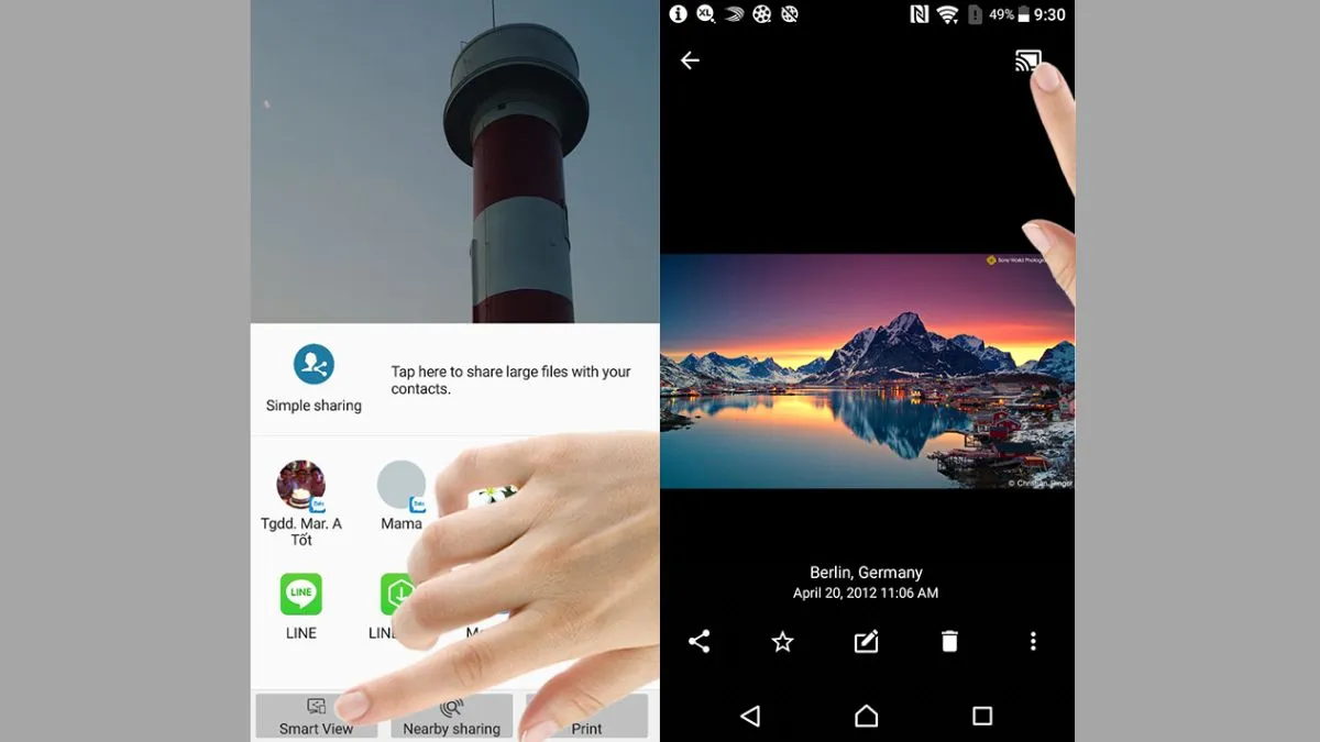 Biểu tượng chia sẻ dữ liệu qua giao thức DLNA trên các dòng máy Android