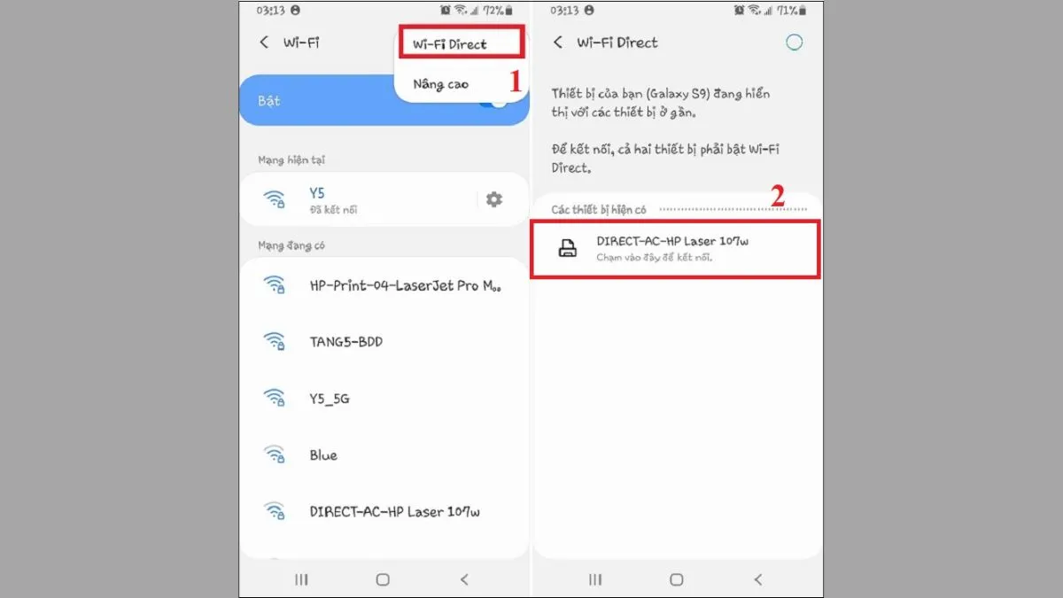 Công nghệ Wifi Direct cho phép kết nối trực tiếp giữa hai thiết bị mà không cần router