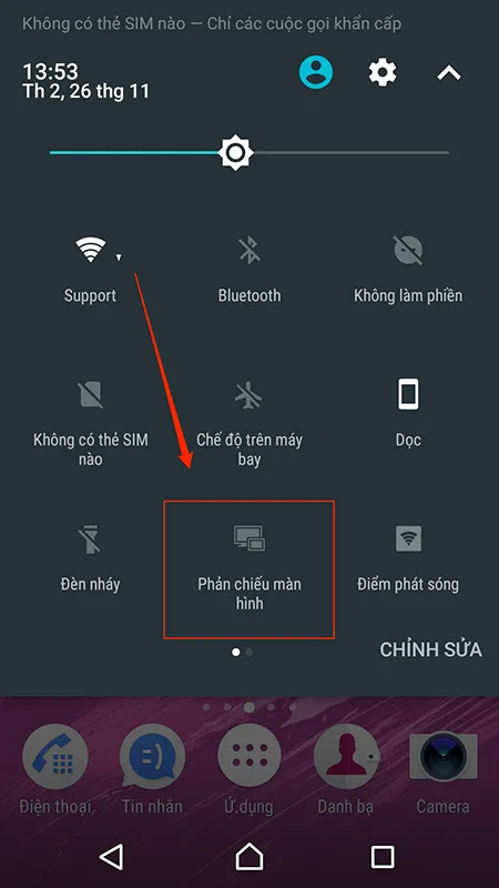 Giao diện phản chiếu màn hình trên điện thoại Sony Xperia đời mới