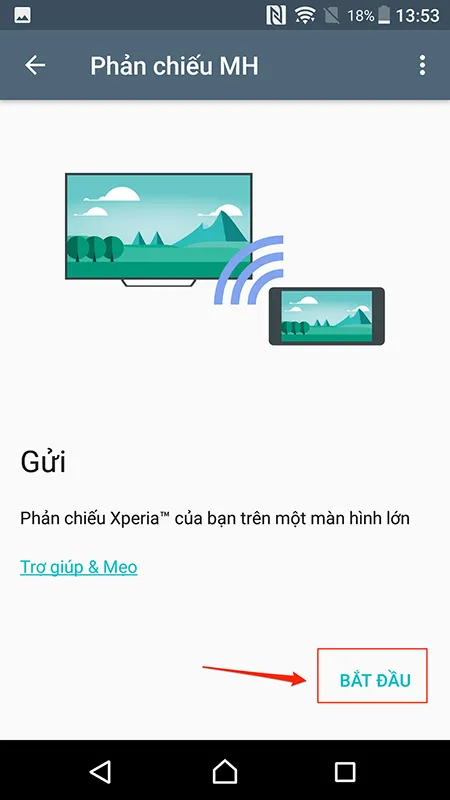 Nhấn chọn thiết bị tivi TCL để bắt đầu truyền tải dữ liệu hình ảnh
