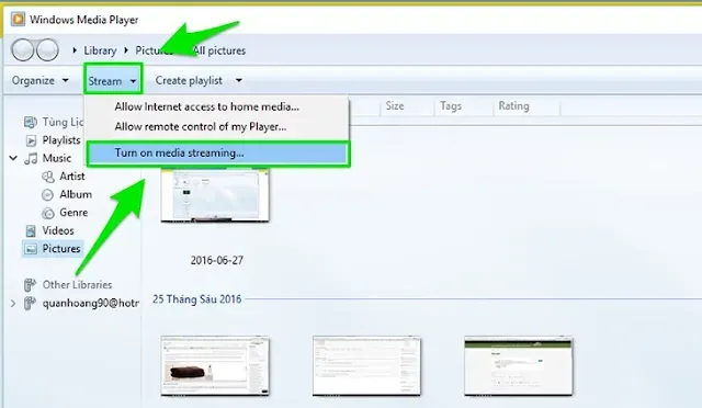 Giao diện truyền phát dữ liệu thông qua giao thức DLNA trên máy tính