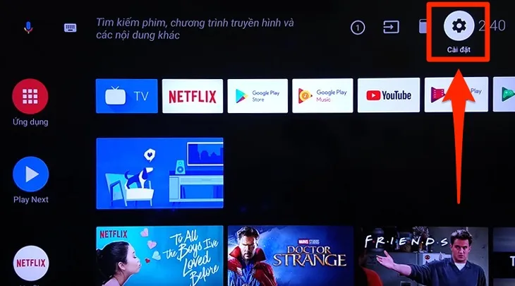 Mục cài đặt trên tivi Sharp