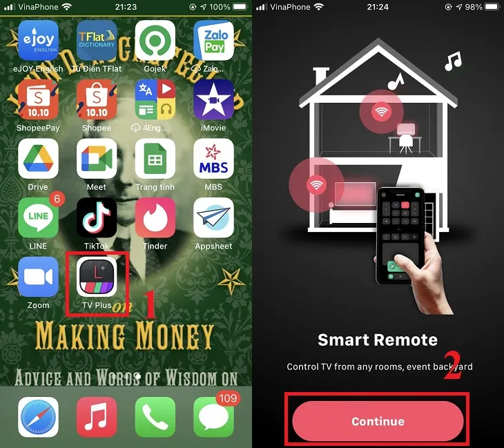 Giao diện bắt đầu tìm kiếm tivi để thực hiện cách kết nối iphone với tivi lg qua mạng wifi