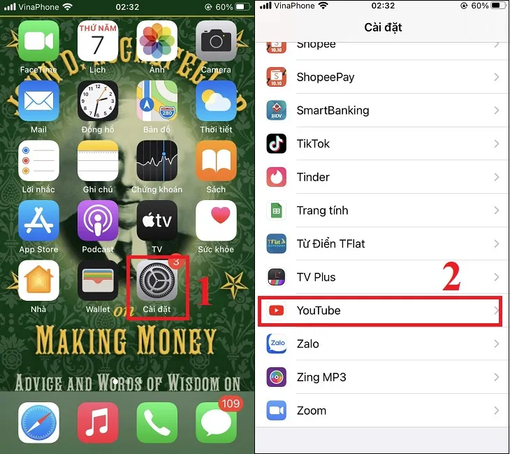 Cài đặt quyền truy cập mạng cục bộ cho YouTube trên iOS 14 trở lên để kết nối không bị lỗi