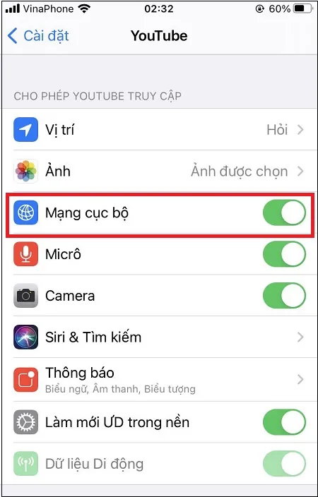 Kích hoạt nút cho phép mạng cục bộ để tivi LG có thể nhận diện được yêu cầu từ YouTube