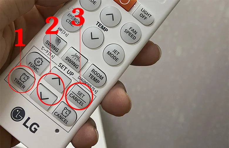 Cài đặt hẹn giờ tắt máy lạnh LG với remote