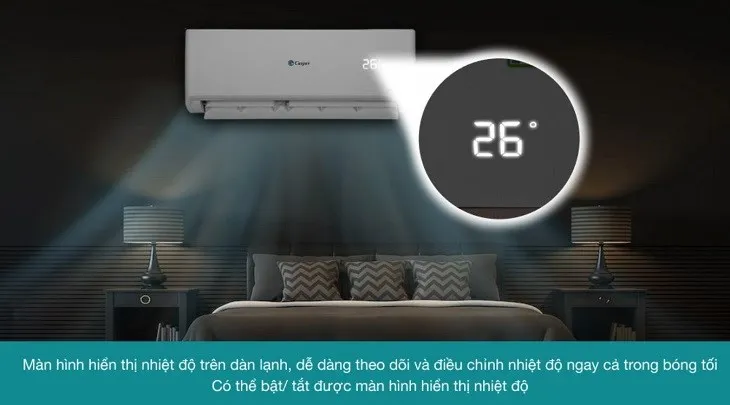 Máy lạnh Casper Inverter 1.5 HP GC-12IS32 được trang bị màn hình hiển thị nhiệt độ dễ quan sát, thuận tiện cho việc cài đặt hẹn giờ
