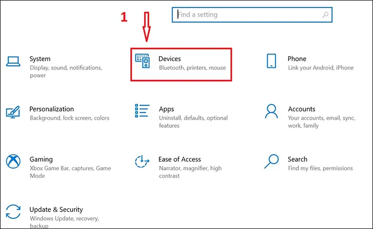 Lựa chọn mục quản lý thiết bị Bluetooth trong bảng cài đặt hệ thống