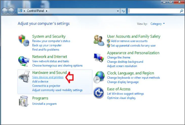 Giao diện quen thuộc của Control Panel trên hệ điều hành Windows 7 cũ