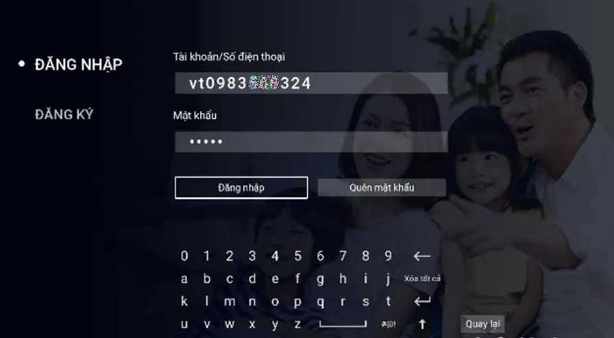 Đăng nhập tài khoản Viettel TV