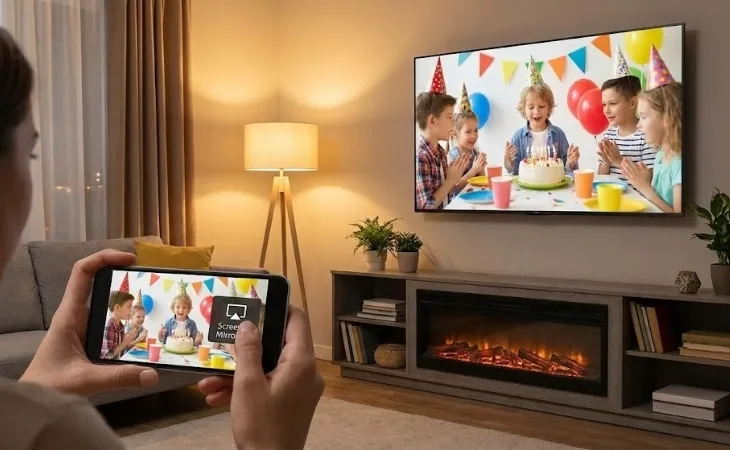 chọn vào Screen Mirroring được hiển thị trên màn hình