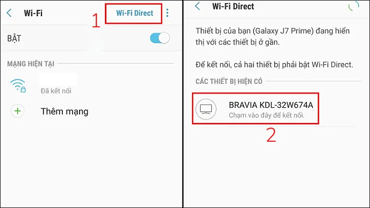 nhấn chọn Wi-Fi Direct