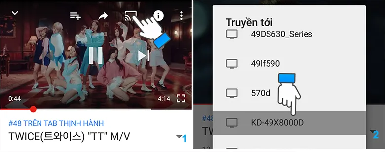 Chiếu màn hình điện thoại Samsung lên tivi thông qua YouTube